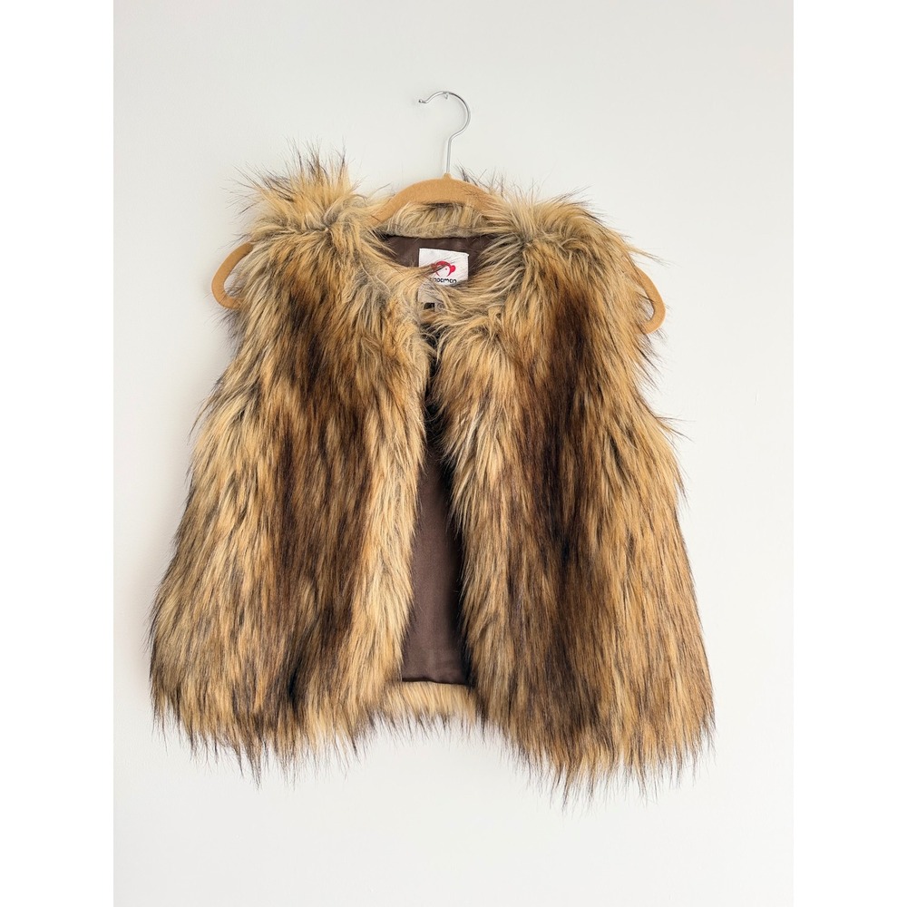 Appaman Kid Brown Tan Shaggy Faux Fur Oversize Vest Penny Lane Boho Retro Size 8
